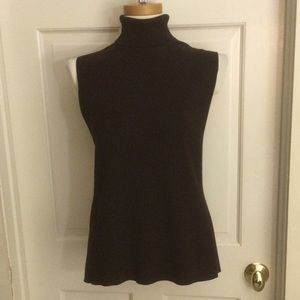 COPY - NWOT!  W By Worth Chocolate Brown Sleeveless Turtleneck Sweater